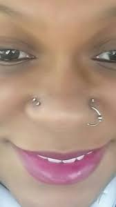 4 Nose Piercings One Hoop And Stud On One Side And 2 Studs On The Other Nose Piercing Two Nose Piercings Piercing