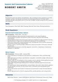 construction laborer resume samples