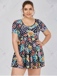 Plus Size Short Sleeve Skirted One Piece Swimsuit Women S Plus Size Swimwear Plus Size Swimsuits Plus Size Swimwear