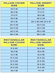15 Cogent Pillow Sizes Chart