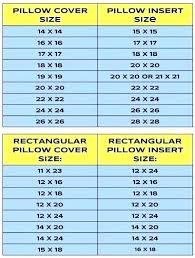 15 Cogent Pillow Sizes Chart