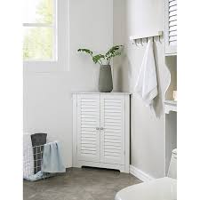Get free shipping on qualified bathroom cabinets & storage or buy online pick up in store today in the bath department. Trevita Corner Bathroom Storage Floor Cabinet Organizer With Adjustable Shelf White Marble Wood Contemporary Walmart Com Walmart Com