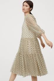 Flock Print Mesh Dress Light Beige Black Dotted Ladies H M Us 3 Mesh Dress Black Mesh Dress High Fashion Street Style