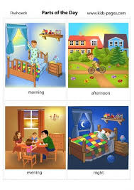 Parts Of The Day Flashcard Learning English For Kids English Teaching Materials English Lessons For Kids