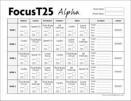 T25 Schedule Printable