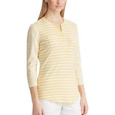 Womens Chaps Striped Henley Top Size Xxl Yellow In 2019