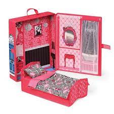 Perfect toy storage sulution that can be used at home or on the go. Home Go Dollhouse Playset Travel Storage Case With Bed Bedding For 12 Fashion Dolls Pink Target