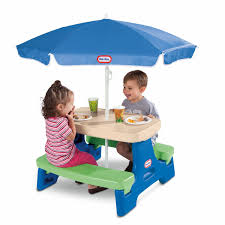 Easy Store Jr Play Table With Umbrella Blue Green Kids Picnic Table Little Tikes Picnic Table Picnic Table With Umbrella