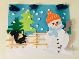 Bei einem schneemann aus weißem filz oder weißen stoffresten können auch kleine kinder mitmachen. Kunstunterricht Collage Der Schneemann Im Garten Grundschule Und Basteln Der Blog Von Beate Kurt