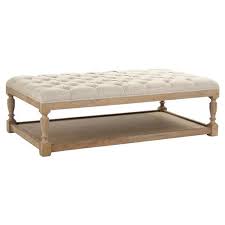 If not everyone fits on the sectional, pull up a ottoman as well as a few chairs to make space. Maxime French Country Cream Linen Tufted Wood Rectangular Coffee Table Ottoman 51 W 60 W Kathy Kuo Home
