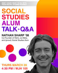 Believe it or not, academia is not the only future for Social Studies  concentrators‼️ join us for a talk and Q&A with Nathan Sharp '08, a Social  Studies alum and co-founder of