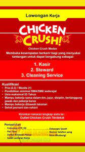 Klinik gigi crown dental solution membutuhkan cleaning service yang berpengalaman dibidangnya. Loker Medan Lowongan Kerja Tamatan Sma Smk Sederajat Untuk Posisi Kasir Steward Cleaning Service Di Chicken Crush Medan Juni 2021 Newstulistiwa