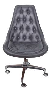 32w x 28d x 40h seat h17 x d19. 1970s Vintage Classic Chromcraft Tufted Navy Blue Faux Leather Swivel Office Desk Chair Chairish