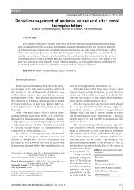 Smith dental care of athens athens •. Pdf Dental Management Of Patients Before And After Renal Transplantation