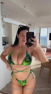 Angela White OF Green Bikini Solo Masturbation