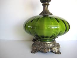 Vintage Green Table Lamp Green Glass Lamp Hollywood Regency Lamp Green Table Lamp Antique Table Lamps Glass Table Lamp