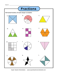 A Fraction Worksheet Fractions Worksheets Shapes Worksheets Fractions
