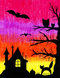 This sunset silhouette painting project may be just what you are looking for! Easy Halloween Drawings A Colorful Sunset Art Projects For Kids