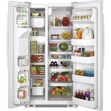 Ge 33 5 In W 21 8 Cu Ft Side By Side Refrigerator In White Gse22ethww The Home Depot Side By Side Refrigerator Cool Kitchens Home