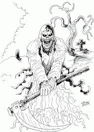 Catrina is one of the most. Grim Reaper Scary Demon Skull Coloring Pages Novocom Top