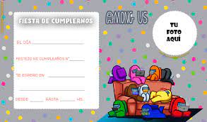 En general, las tarjetas para cumpleaños tienen una paleta de colores brillante con colores que contrastan entre sí, incluyen un encabezado llamativo, usan filtros para que el texto resalte del fondo y tienen una sola foto como punto focal del diseño. Invitaciones Among Us Para Editar Con Foto Invitaciones De Cumpleanos Infantiles Con Foto