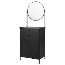 Kornsjo Schrank Mit Spiegel Schwarz 70x47 Cm Ikea Osterreich Glass Shelves In Bathroom Dressing Table Mirror Glass Shelves Decor