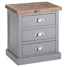 Limited time sale easy return. The Byland Collection 3 Drawer Bedside Table In Grey