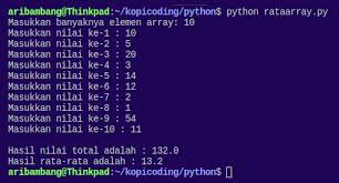 Mau belajar bahasa pemrograman python, tapi masih bingung mulainya dari mana? Program Menghitung Nilai Rata Rata Dengan Array Python Kopi Coding