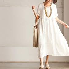 Sku Bk1215 This Dress Is Made Of Cotton Linen Fabric Soft And Breathy Suitable For Summer So Loose Dresses To Make You Com Vestidos De Linho Vestidos Roupas