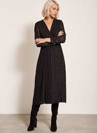 Black Metallic Spot Midi Dress Mint Velvet Dresses Midi Dress Fashion