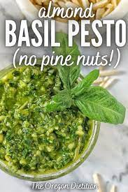 Almond Pesto With Basil Pine Nut Free Recipe In 2021 Homemade Pesto Recipe Basil Pesto Recipes Homemade Pesto Sauce