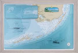 Framed Original Florida Keys Chart Shipwreck Charts