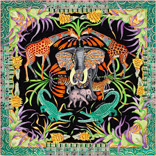 La Maison Des Carres Hermes La Marche Du Zambeze Hermes Scarf Silk Scarf Design Silk Twill Scarf