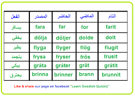 تعلم السويدية بدون معلم تصريف بعض الأفعال باللغة السويدية 2