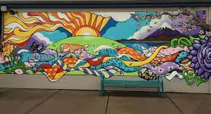 If most are already decorated, consider allowing students to touch up or paint over some murals that have faded away over the years. Yujin Gakuen Elementary Japanese Immersion Public Elementary School Murals Street Art Mural Wall Art School Wall Art