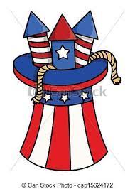 Vectors Illustration Of 4th Of July Fireworks In Hat Drawing Art Of 4th Of July Csp15624172 Sear 4th Of July Clipart 4th Of July Fireworks July Drawings