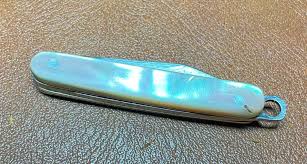 Vintage Salm Equal End Shadow Jack Watch Fob Folding Pocket Knife 1926-35  Abalone 1 3/