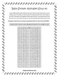 This set includes 26 alphabet soup cans (cardboard can with plastic lid) and 7 photographic object cards (5 objects, 1 upper case and 1 lower case letter) . Printable Baby Shower Alphabet Soup Puzzles