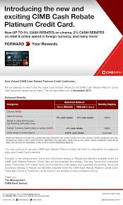 Not to mention, the conversion rate for 400 bonus points is equal to rm1 valid for participating merchants and cash back redemption. Cimb Bank Credit Cards V7