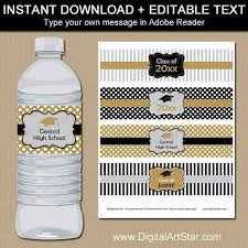 Black Gold Silver Graduation Water Bottle Labels Printable Etsy In 2020 Bottle Labels Printable Water Bottle Labels Template Bottle Label Template