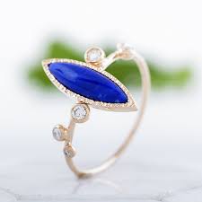 Find your dream engagement ring by style, stone shape, metal or designer. Lapis Lazuli Cluster Ring With Natural Diamonds Gemstone Engagement Ring In 14k Gold