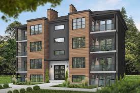 Plan 21425dr 8 Unit Apartment Complex With Balconies Small Apartment Building Small Apartment Building Design Architectural Design House Plans
