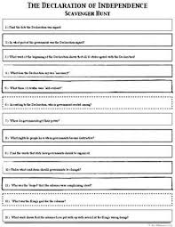 Declaration Of Independence Scavenger Hunt Worksheets Social Studies Worksheets Social Studies Middle School Social Studies