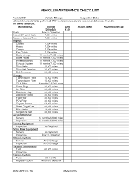 Checklist Oil Change Template High Resolution Form Vehicle