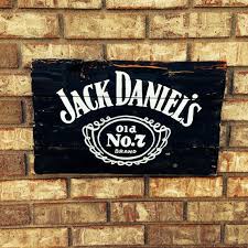 Jack Daniels Wall Art Hand Painted Recycled By Kristalianedesigns Jack Daniels Decor Jack Daniels Wood Pallet Signs