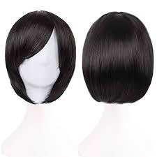 Cici wigs® bob cici wigs® wave cici wigs® curls cici wigs® hair straightening cici wigs® short hair. Amazon Com Short Black Bob Wig With Bangs For Women Straight Cosplay Wig 12 Inch Natural Looking As Real Hair Bu029bk Beauty