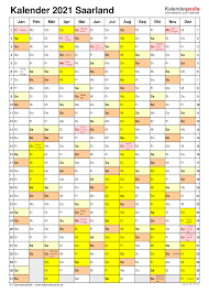 Sie haben eine dauer von insgesamt 40 tagen. Kalender 2021 Saarland Ferien Feiertage Excel Vorlagen
