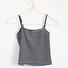 Black And White Striped Tank Top Outfit New With Tags Brandy Melville Faye Tank Top Cropped Black And White Stripes Spaghetti Straps One Size Xs S No Trades Aesthetic Clothes Striped Fashion