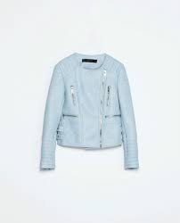 Zara Pastel Baby Blue Zip Biker Jacket Pu Leather Ref 4341 023 Size M Bloggers Ebay 138 190 Blue Leather Jacket Zara Leather Jacket Vegan Leather Jacket