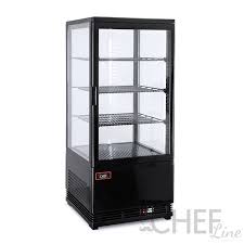 Quattro lati espositivi con vetri camera offrono una panoramica di tutti i prodotti mantenendo l'efficienza termica. Vetrinetta Frigo Da Banco Chvb78b Chefline